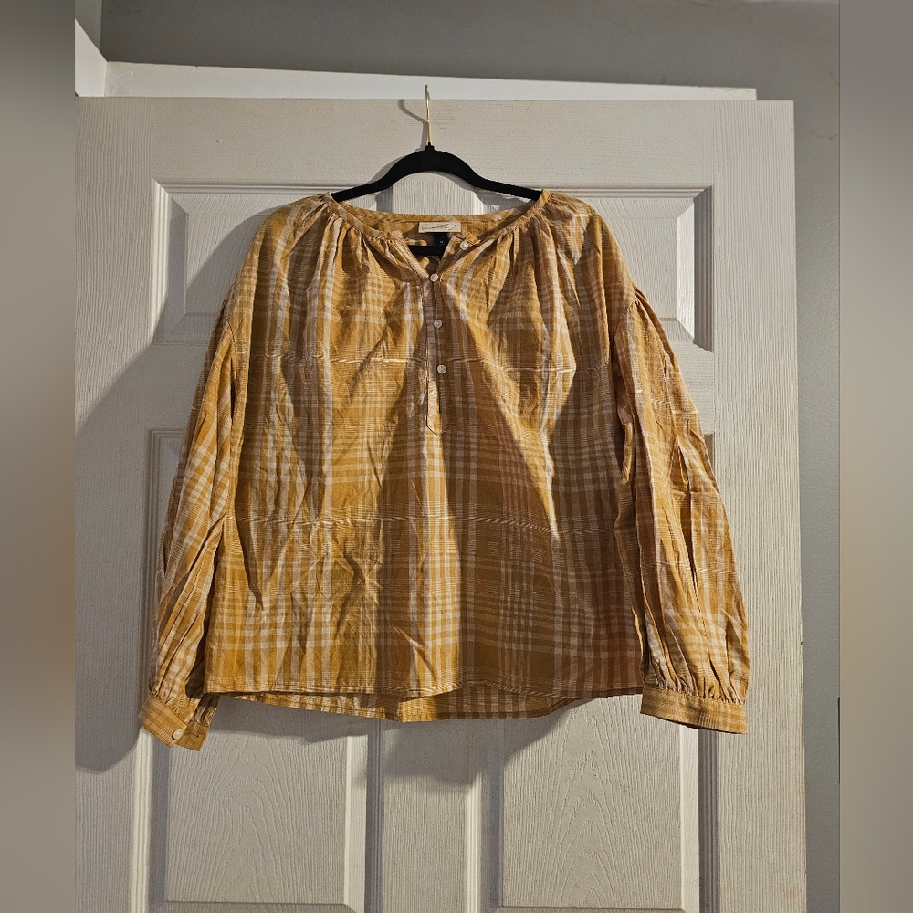 Womans Yellow  Plaid Shirt